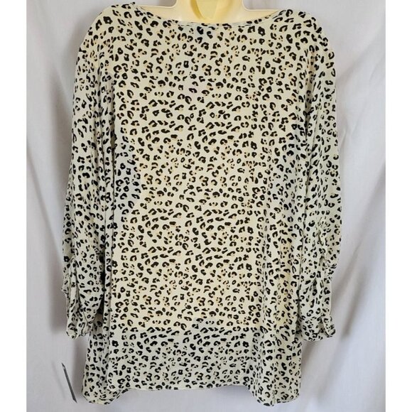NEW Zac & Rachel Blouse animal print V-neck 3X Plus semi-sheer hi-low hem NWT - Picture 7 of 10